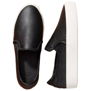 UGG Black Leather Jass Slip-On Sneakers